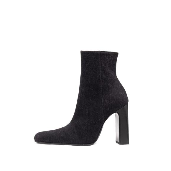 940$ BALENCIAGA Denim Ankle Hidden Side Zip Block Heel Boots Grey 37 / US 7 - Picture 6 of 14